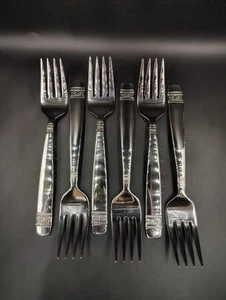 6 Salad Forks - Oneida ANAHEIM Flowers & Dots 18/10 Stainless Flatware - Imagen 1 de 5