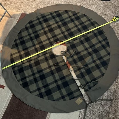 🎄NEW USA CC Filson 圣诞树裙绿色 60 英寸格子羊毛棉全新带标签 — 第 1/4 张图片