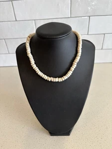 Vintage Puka Shell Necklace 16" Large Authentic Hawaiian Surfer Choker - Picture 1 of 7
