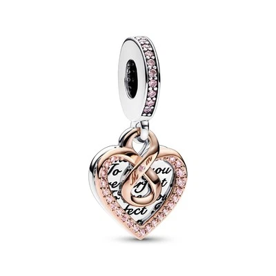 Pandora 782641C01 Charm-Anhänger Doppelter Unendlichkeits-Herz 14k Rosévergoldet - Bild 1 von 4