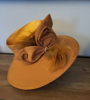 Milano Paris New York Women's Hat Church Dress Wedding Rust Orange - Image 1 of 4