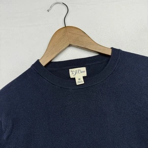 J Crew Sweater Men's Medium Blue Navy Crewneck Knit Textured Preppy Solid Crew - Picture 1 of 9