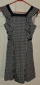 BCBG GIRLS navy Blue Gingham Check Cotton Ruffle Strappy Sundress Dress. 16 - Picture 1 of 9