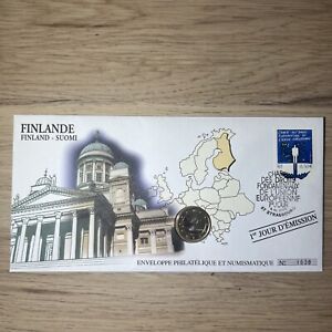 PREMIER JOUR ENVELOPPE PHILATELIQUE NUMISMATIQUE  1 EURO FINLANDE