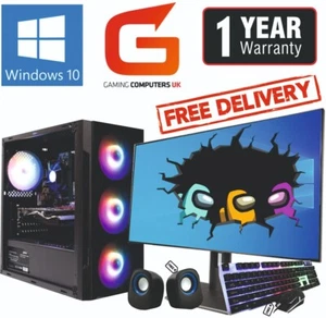 Gaming PC COMPUTER Bundle Core i5-32GB-240GB+2TB-RTX3050-Win10 Monitor 22" - Picture 1 of 13