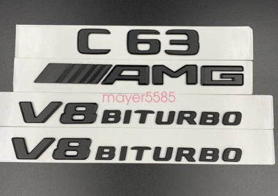 Pegatina insignia emblema maletero negro brillante C63 AMG V8 BITURBO para Mercedes-Benz C63 Foto 1 de 4