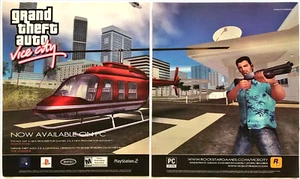 Publicidad impresa 2003 Grand Theft Auto Vice City PC PS2 Original Promo Póster Arte - Imagen 1 de 3