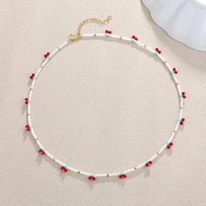 KELITCH Cherry Choker Necklaces Handmade Strand Necklaces for Women - Picture 1 of 4