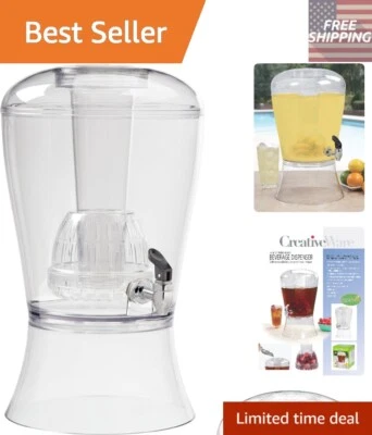 Elegante dispensador de bebidas de 3 galones con cilindro de hielo e infusor de frutas - Hecho en EE. UU. Foto 1 de 4