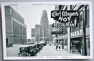 Carl Meyer's HOF Restaurant ~ Buffalo New York ~ Vintage 1940's POSTCARD - Picture 1 of 2
