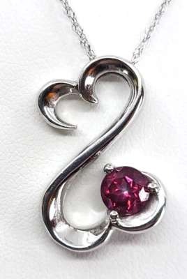 Collar de cadena colgante de plata de ley 925 corazones abiertos rubí Alwand Vahan AV Foto 1 de 4