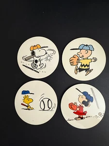 Set of 4 Snoopy Baseball Coasters - Picture 1 of 7