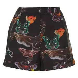 New! Topshop women's butterfly shorts - UK 8 - black purple hot pants ditsy mini - Picture 1 of 7
