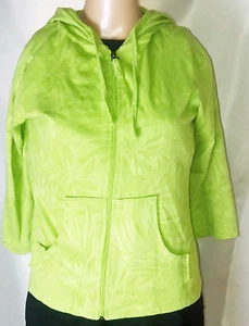 Caribbean Joe Women's Zip Front Hoodie Size Petite M Green Cotton Blend - Picture 1 of 5