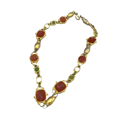 Collar CUERNALINA TALLADA SIMULADA Y GEMA TONO ORO 18 pulgadas Foto 1 de 4