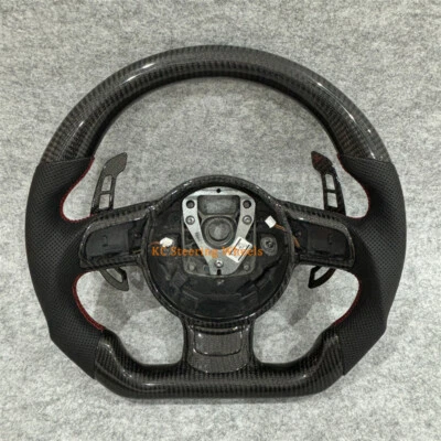Volante de cuero de fibra de carbono real para Audi R8 2008-2015 con paletas Foto 1 de 4