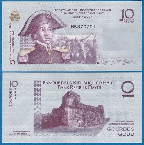 Haiti 10 Gourdes P 272 g 2014 COMMEMORATIVE UNC 1804 - 2004 Cover