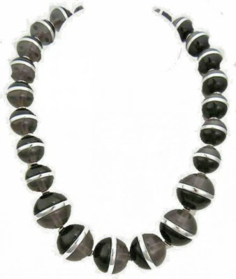 Coldwater Creek Collar Cuentas Plata SR 59.99 Negro Gris Colgante 20-23" Nuevo Foto 1 de 4