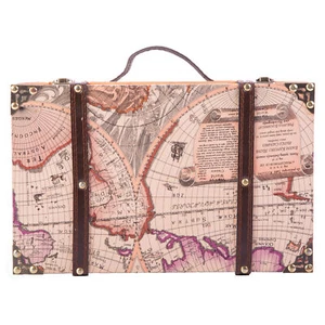 New Vintiquewise Old World Map Suitcase, QI003030 - Picture 1 of 6