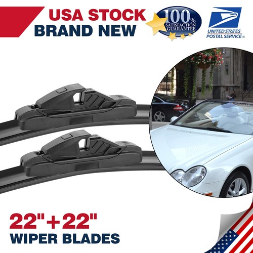 2Pcs Front Wiper Blades 22''+22'' Set rubber Windshield Wiper Blades