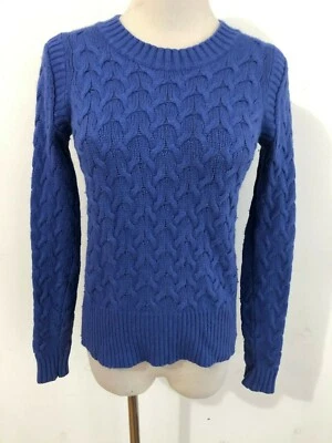 Suéter J.CREW Angora Mezcla Conejo Cuello Redondo Azul Azul Tejido con Cable Talla XXS Foto 1 de 4