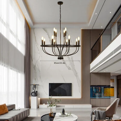 12-Light Modern Ceiling Light Chandelier Pendant Light Fixture Farmhouse Black - Image 1 of 4