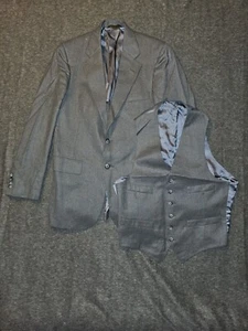 Blazer Hart Schaffner Marx con chaleco para hombre 40 gris lana virgen ropa de trabajo negocios - Imagen 1 de 18