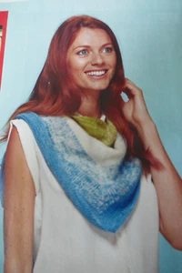 Knitting Pattern- Pretty Shawl  In  2 colours of laceweight wool-61 x 20ins - Picture 1 of 1