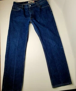 Levis 505 Mens 36 Dark Wash Blue Straight Leg Relaxed Fit Denim Jeans Pants 34 - Picture 1 of 10
