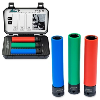 150mm LANG 3-tlg Alufelgen Steckschlüssel 1/2 Kraft Nuss Schonnuss  17/ 19/21mm - Bild 1 von 4