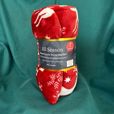 All Season Velvet Touch Throw Blanket Red 50x60 Ultra Soft Polyester **NEW** - Image 1 of 4