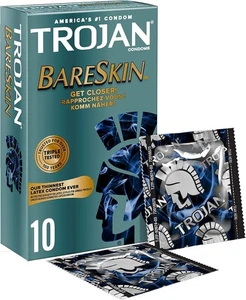 Trojan BareSkin Condoms, The Thinnest Condoms - 10 count (Pack of 1) - Picture 1 of 7