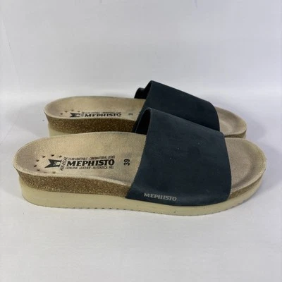Mephisto Women's Hanik Leather Slide Sandals Navy Sandalbuck Size 39 EU/ 9 US - Image 1 of 4