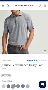 Peter Millar Men's Striped Performance Jersey Polo gray Size L - Picture 1 of 9