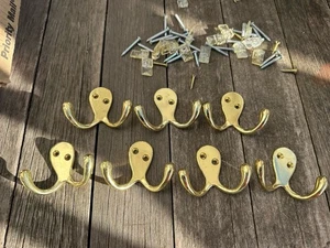 7 helle Messing Stanley Hardware V8007 3" Doppel Robe Mantel Wand Handtasche Hut Haken - Bild 1 von 6