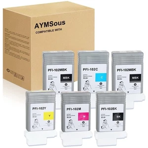 AYMSous PFI-102 6-pak atrament do drukarek Canon IPF500 510 600 610 700 750 - Zdjęcie 1 z 1