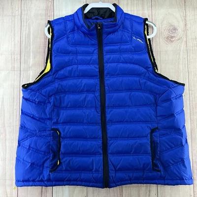 Lauren Ralph Lauren вниз жилет женщин Sz 3XL синий желтый пуховик полный молнии * читать - Изображение 1 из 4