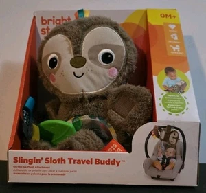 Bright Starts Slingin’ Sloth Travel Buddy On-The-Go Plush Attachment NEW - Picture 1 of 5