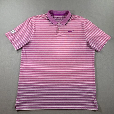Camisa Polo Nike Golf Dri Fit Control de Vapor Para Hombres Grande Rosa Rayas Elastizada BV0269 Foto 1 de 4