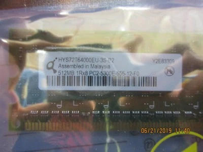 Qimonda - HYS72T64000EU3S-B2 -512mb ECC Server Memory PC2-5300E 512 MB 1Rx8 DDR2 - Image 1 of 2