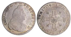France - Louis XIV ½ Écu of Béarn Of 8 THE / OF , 2ème Type - 1704 (Pau ) - Picture 1 of 1