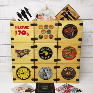 Record Box 7 Inch Retro Handcrafted Wooden Singles Crate Great Vinyl Storage - Picture 1 of 48