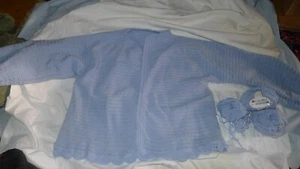 gehäkeltes Bett Jäckchen 44/46 Mit Merino Wolle zum fertigstellen - Bild 1 von 4