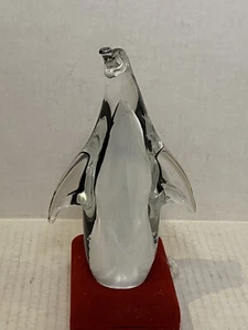 FM  Konstglas Ronneby Sweden Black & White  Art Glass Penguine  Figurine Signed - Picture 1 of 12