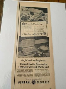 Vintage 1950 General Electric Grill & Waffle Iron For Fast Treats ad - Picture 1 of 1