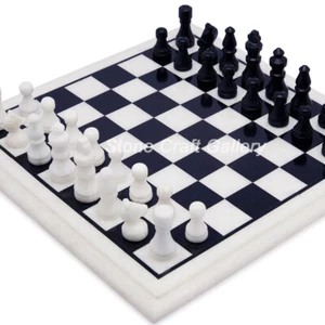 15" Marble chess Table Semi Precious stones With 2.5" King Size chess Pieces - Picture 1 of 2