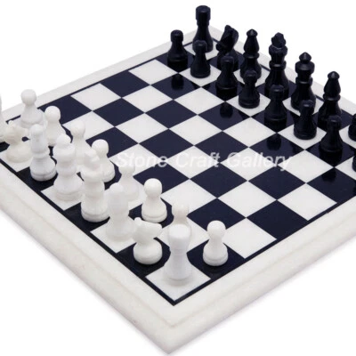 15" Marble chess Table Semi Precious stones With 2.5" King Size chess Pieces - Image 1 of 2