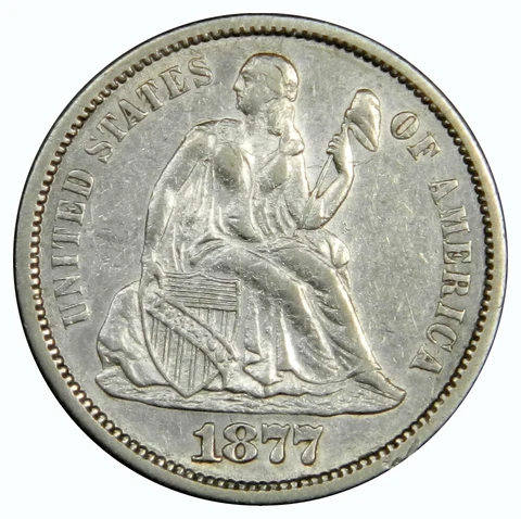 1877-S SEATED LIBERTY DIME ~ CHOICE AU/BU ABOUT UNCIRCULATED! Cover