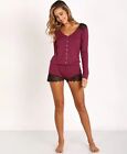 NWOT Beach Bunny Love Haus Berry SHORT ROMPER ONE PIECE M Lace Accents Silky
