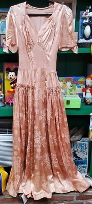 VTG Rose Pink Satin Bridesmaid or Prom Dress Vintage - 40s/50s/60s - Image 1 of 4